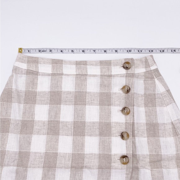 NEW Madewell Linen Blend Tulip Hem Mini Skirt Undyed NE700 Check Print Size 00 - Picture 12 of 13